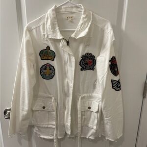 White Jacket with Embroidered Patches POL
